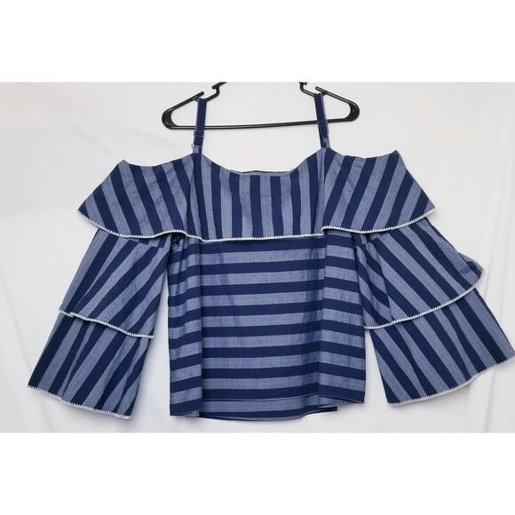 I N C International Concepts Tiered Sleeve Off The Shoulder Blouse Size XLg Blue - Picture 6 of 9